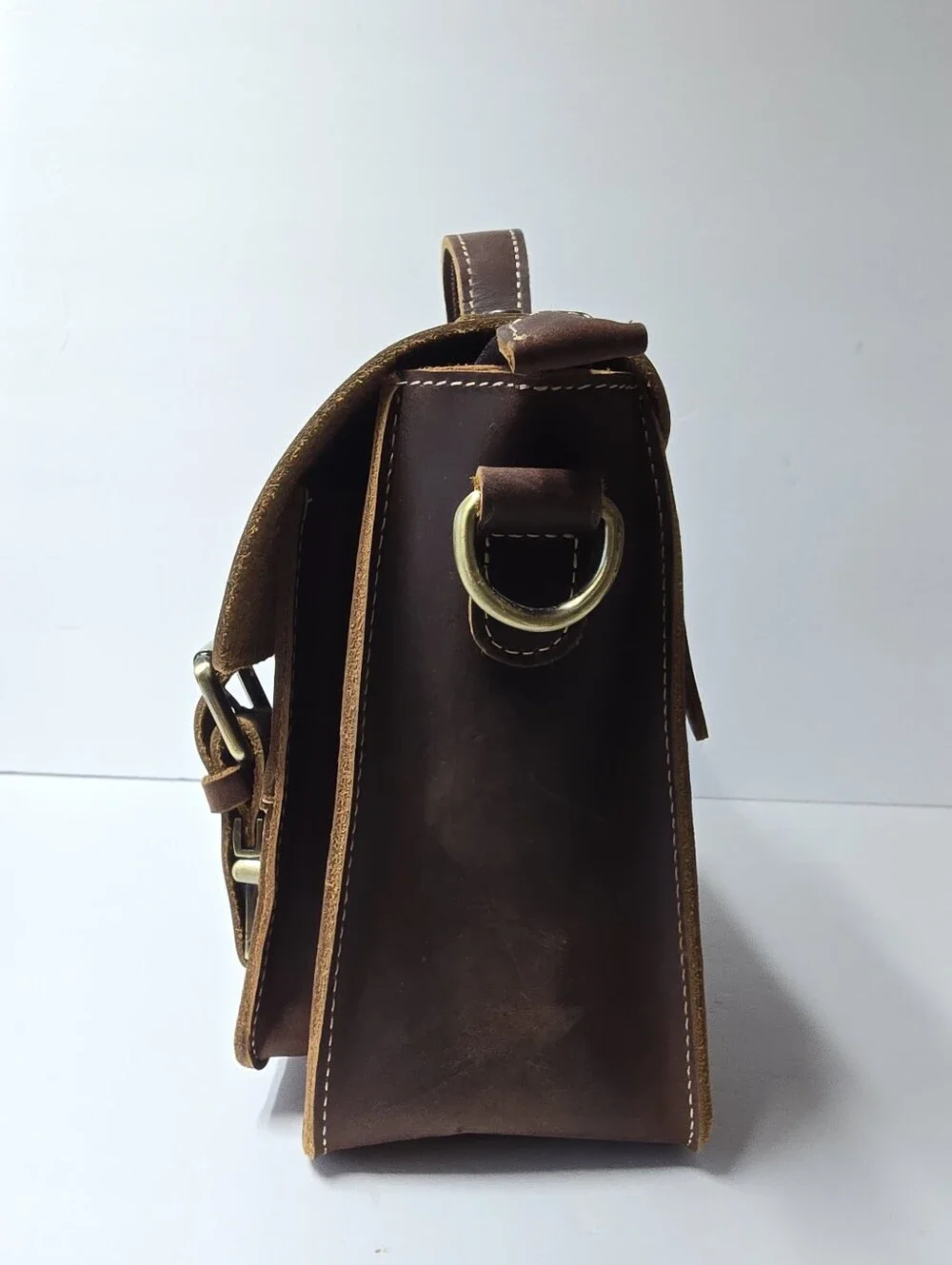 NWOT Men's Hand Crafted Leather Brown Satchel Small Messenger Bag